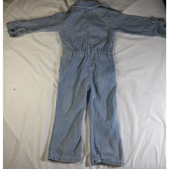 Vintage Playtown Denim Jumpsuit Long Sleeve 1980s Unisex Size 3T Jean Blue - Picture 3 of 16
